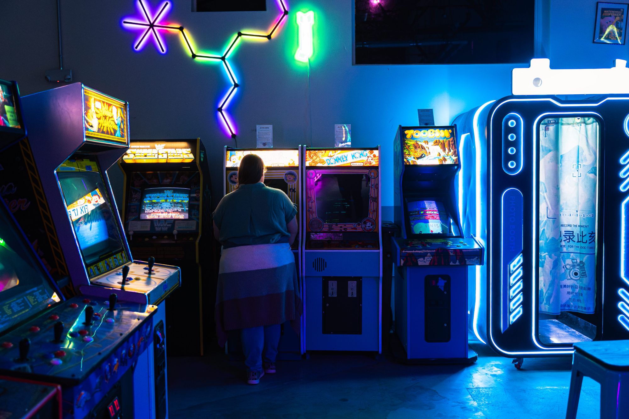 Neon gaming area Super Rad Raleigh